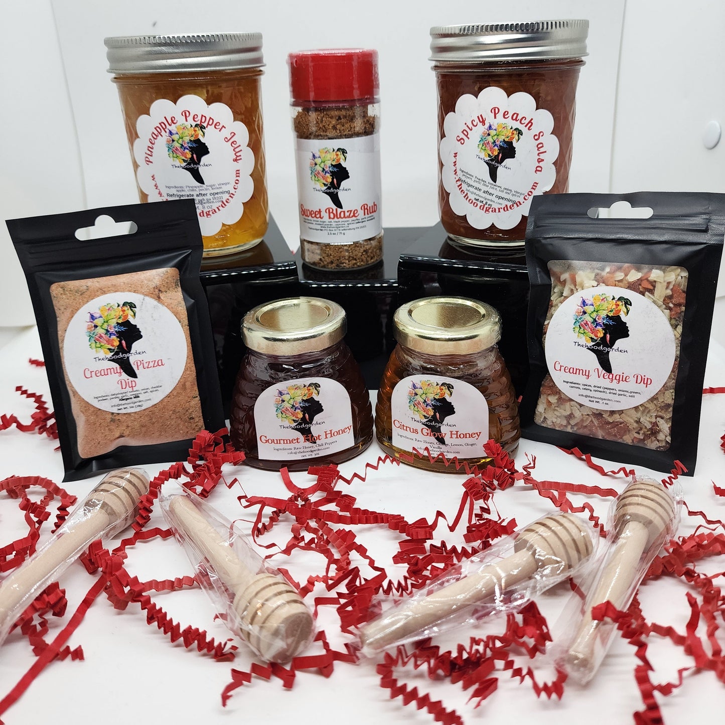 Spice packets with visible brand logo on a white background